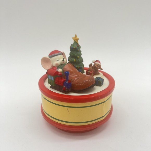 Christmas Music Box Santa‎ Claus is Coming to Town Revolving Wind Up Holiday - Picture 1 of 4